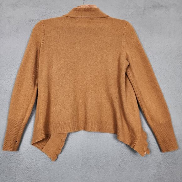 Sarah Spencer Cardigan Womens Small Tan Ruffle Open Front Wool Angora Blend - Picture 2 of 9